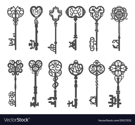 Vintage key silhouette or victorian skeleton key Vector Image