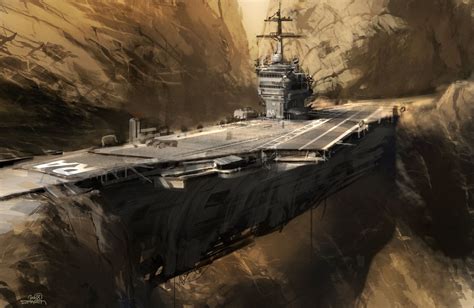 RAGE - Aircraft carrier concept 2, sparth - nicolas bouvier on ArtStation at http://www ...