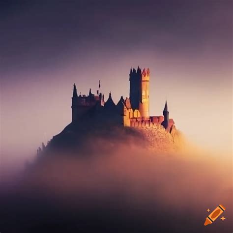 Castle on a misty hill on Craiyon