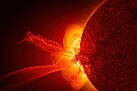 Premium AI Image | Solar flare with view of the suns surface showing ...