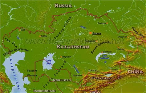 Kazakhstan Physical Map