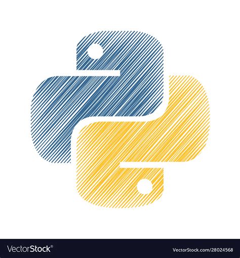 Python emblem blue and yellow snakes in sketch Vector Image