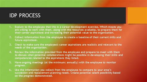 The Individual Development Plan IDP What is an