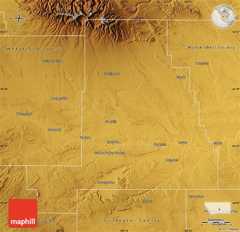 Physical Map of Golden Valley County