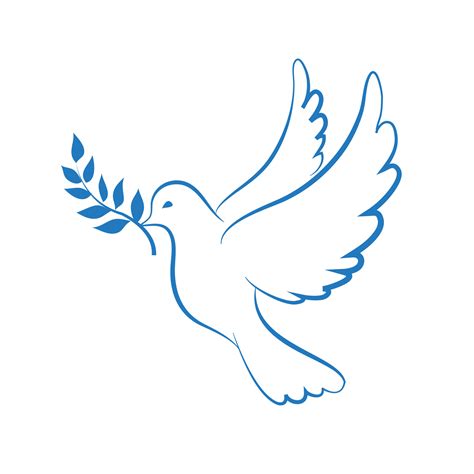 a vector image of a dove of peace in simple drawing style in blue color on a white background ...