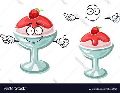 Cartoon sundae ice cream with strawberry Vector Image