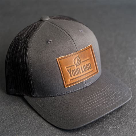 Your Logo on a Leather Patch Trucker Style Hat