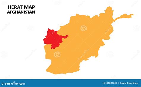 Herat State And Regions Map Highlighted On Afghanistan Map Cartoon ...