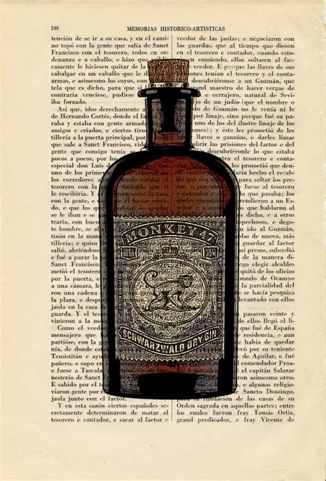 Gin Bottle Art Print Gin Art Decor Birthday Gift Print Wall - Etsy