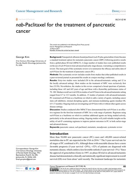 (PDF) Nab-Paclitaxel for the treatment of pancreatic cancer