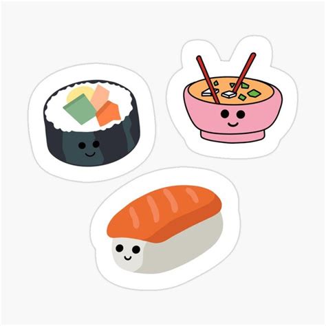 Sushi sticker pack 3 for hydroflask laptop notebooks | Etsy