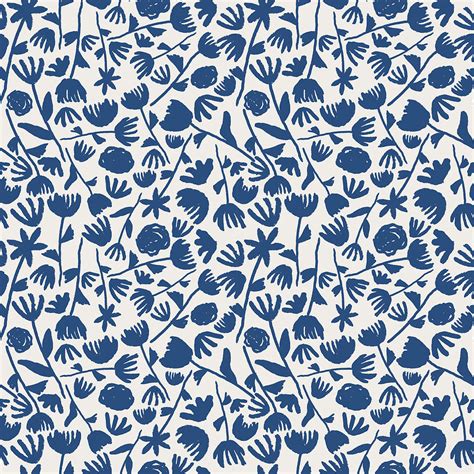 Dark Blue Floral Pattern Digital Art by Lauren Ullrich - Fine Art America