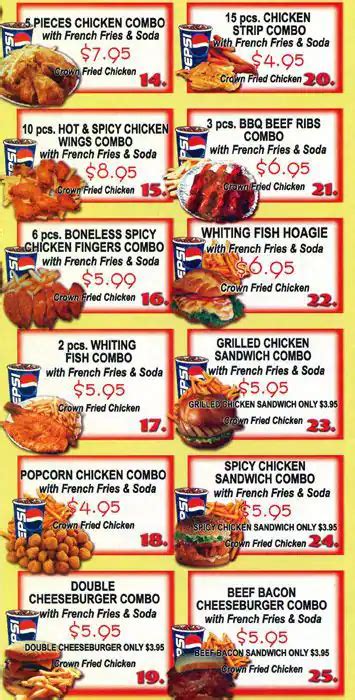 Crown Fried Chicken Menu, Menu for Crown Fried Chicken, Kensington ...