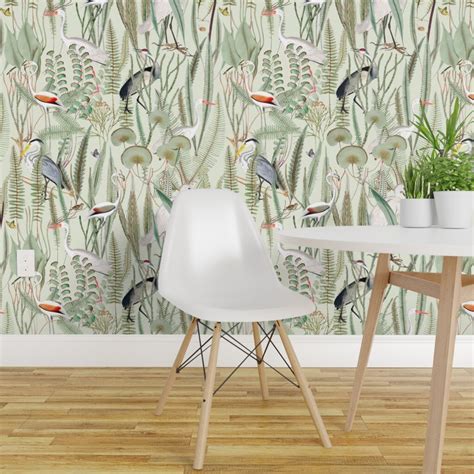 Pre-Pasted Wallpaper 2FT Wide Vintage Leaves Butterfly Nature Birds Woodland Custom Pre-pasted ...