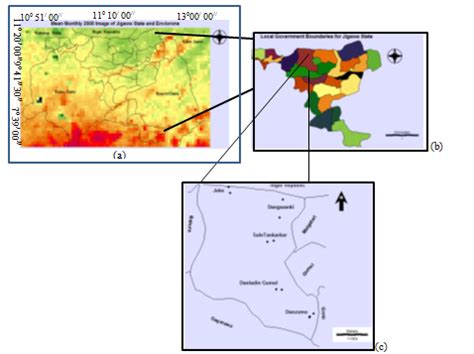 (a) MVC-NDVI Image of Jigawa State and Environs, (b) Extract Map of... | Download Scientific Diagram