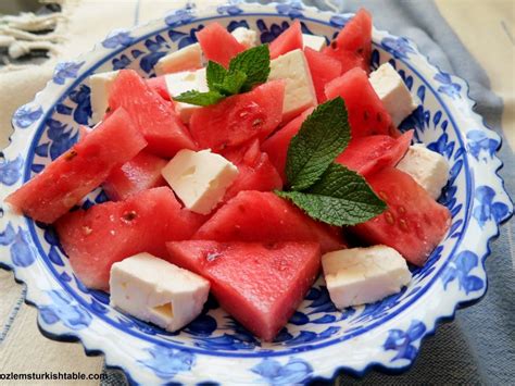 Watermelon and White Cheese (Feta) Salad; Karpuz, Peynir, Ekmek | Ozlem's Turkish TableOzlem's ...