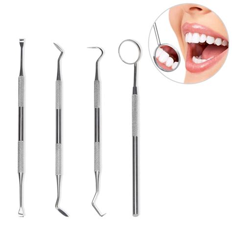 4pc Dental Hygiene Tool Kit Dentist Tartar Scraper Scaler Dental Equipment Calculus Plaque ...