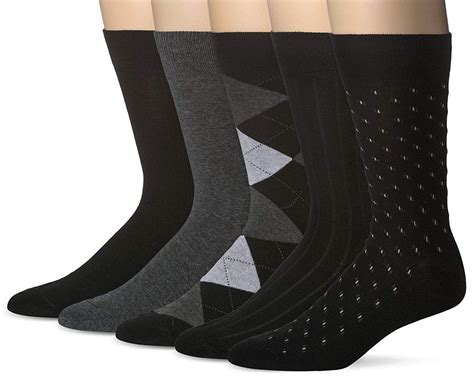 Men's Classic Black Dress Socks, 5 Pack, Soft and Durable, Size 10-13 ...