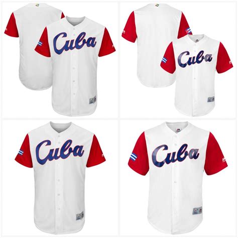 2018 Men Cuba 2017 World Baseball Classic Jersey White Cool Base 100% Stiched Embroidery Logos ...