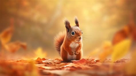 Beautiful Autumn Leaves Cute Squirrel Background, Autumn, Fallen Leaves, Maple Leaf Background ...