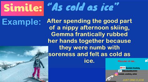 Simile: "as cold as ice" | Simile, English study, Lesson