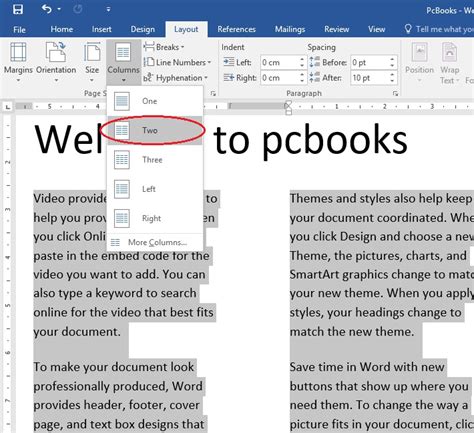 Microsoft Word Tutorial - Applying Columns Setting