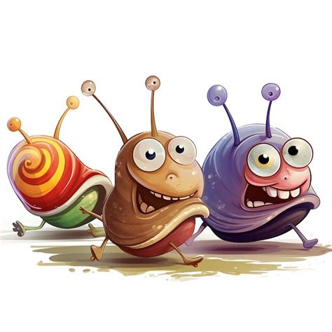 Premium AI Image | Comical HighSpeed Snail Race in Cartoon Style on White Background