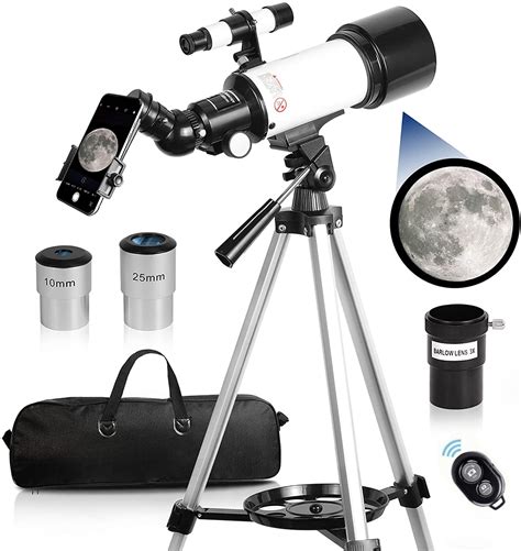 SKONYON Telescope for Kids Beginners Adults, 70mm Astronomy Refractor Telescope with Adjustable ...