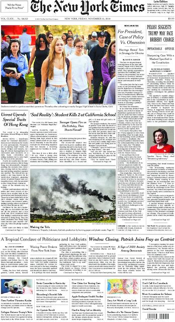 The New York Times International Edition in Print for Saturday, Nov. 16, 2019 - The New York Times