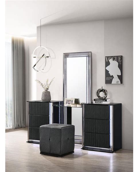 Vanity Set with LED/ Black | City Discount Furniture