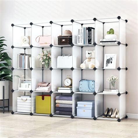 Greenstell Plastic Stackable Cube Storage Organizer 20 Closet Cubes Wh