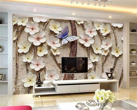 Avikalp Exclusive AWZ0264 3D Wallpaper 3D Flower Butterfly Tv ...