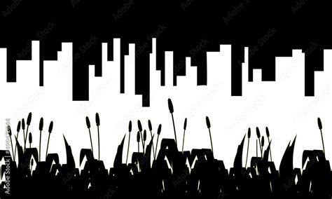 Black And White Cityscape Stock Vector | Adobe Stock