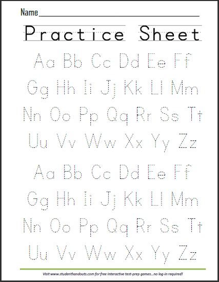 ABCs Dashed Letters Alphabet Writing Practice Worksheet | Student Handouts