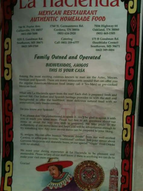 La Hacienda Mexican Menu, Menu for La Hacienda Mexican, Southaven, Memphis - Urbanspoon/Zomato