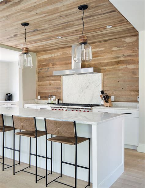 Modern Farmhouse Kitchen with Wooden Backsplash | Hanley Development ...