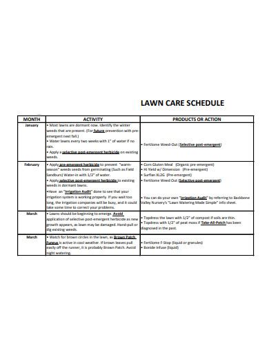 Lawn Care Schedule - 5+ Examples, Format, How To Make, Pdf