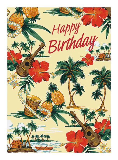 4 GREETING CARDS Hawaiian HAPPY BIRTHDAY Island Scene - with Glitter | eBay