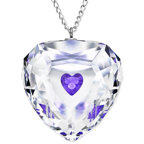 Swarovski Rhodium Plated Violet Truthful Heart Crystal Pendant Necklace in Metallic - Lyst