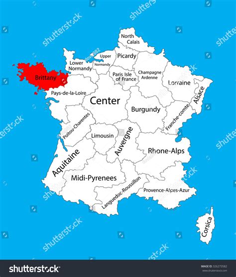 State Brittany Map Vector Location On Stock Vector (Royalty Free ...