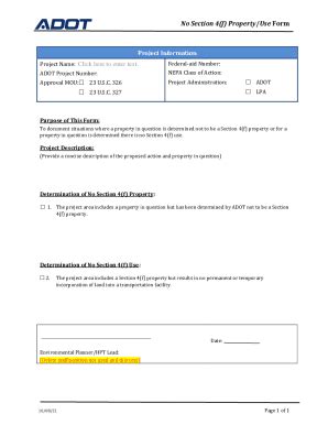 Fillable Online No Section 4(f) Property/Use Form Fax Email Print ...