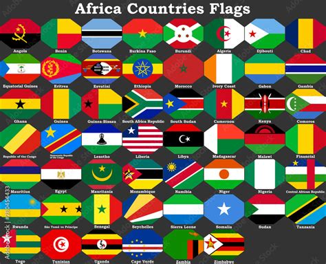 Africa Countries Flags, Africa continent countries Stock Illustration ...