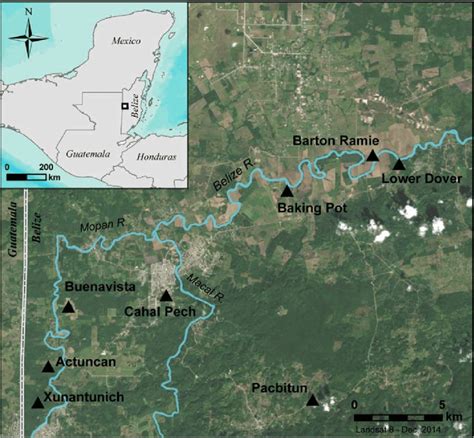 Map of the Belize Valley showing the location of Cahal Pech and other ...