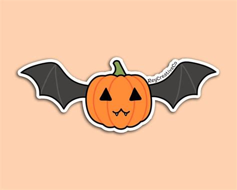 a sticker with a bat on it and a pumpkin in the middle that says, happy ...