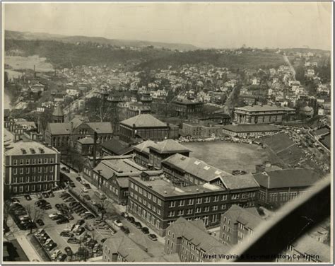 West Virginia University History — Aerial View of West Virginia University Campus,...