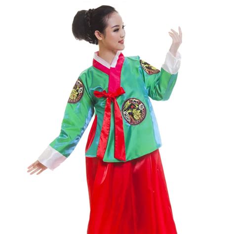 Hanbok costume suit long today with North Korea Korean ethnic costumes dance costumes ...