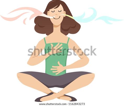 Woman Practicing Breathing Exercises Eps 8 Stock Vector (Royalty Free ...