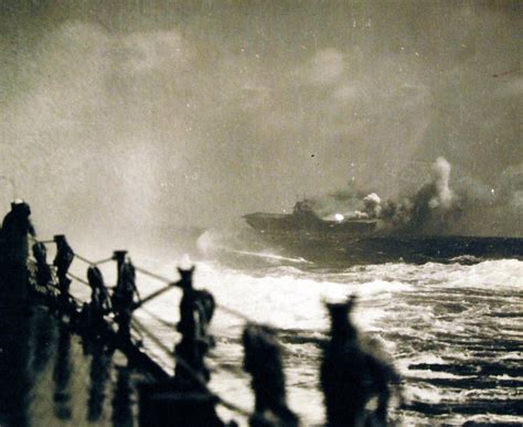 Sinking of USS Wasp (CV 7) after being torpedoed by Japanese submarine ...