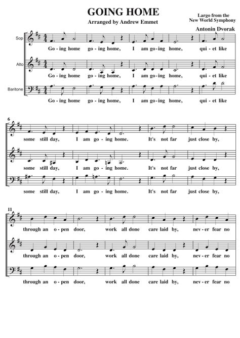 Going Home A Cappella SAB Sheet Music | Antonin Dvorak | SAB Choir