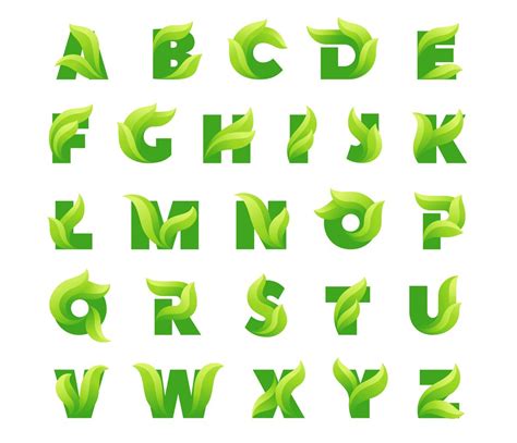 Eco alphabet with green leaves | Illustrations ~ Creative Market